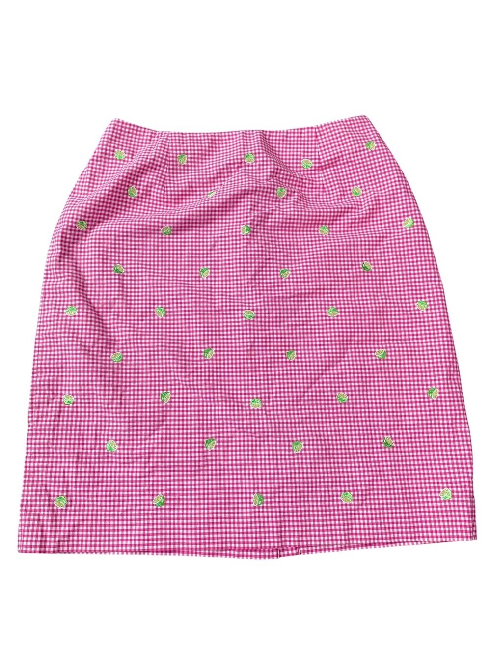 Talbots Gingham American Preppy Parisian Skirt Lemon  Stretch Size 4p